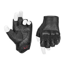 Half Finger Motorcycle Gloves Goatskin Leather Knuckle Armored Medium Black