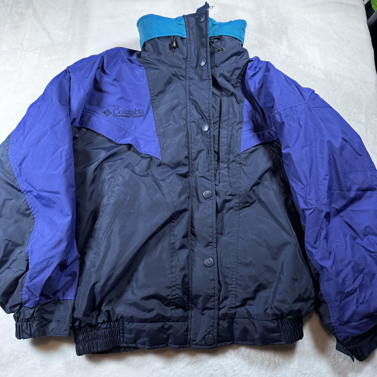Vintage Columbia Kestrel Jacket Women’s Large Purple Fleece Lined Colorblock 90s