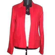 Cabi Red Lightweight Linen Blend Blazer Jacket - M