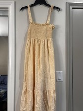 Urban Outfitters Urban Renewal Linen Blend Smocked Yellow Dress Size Medium