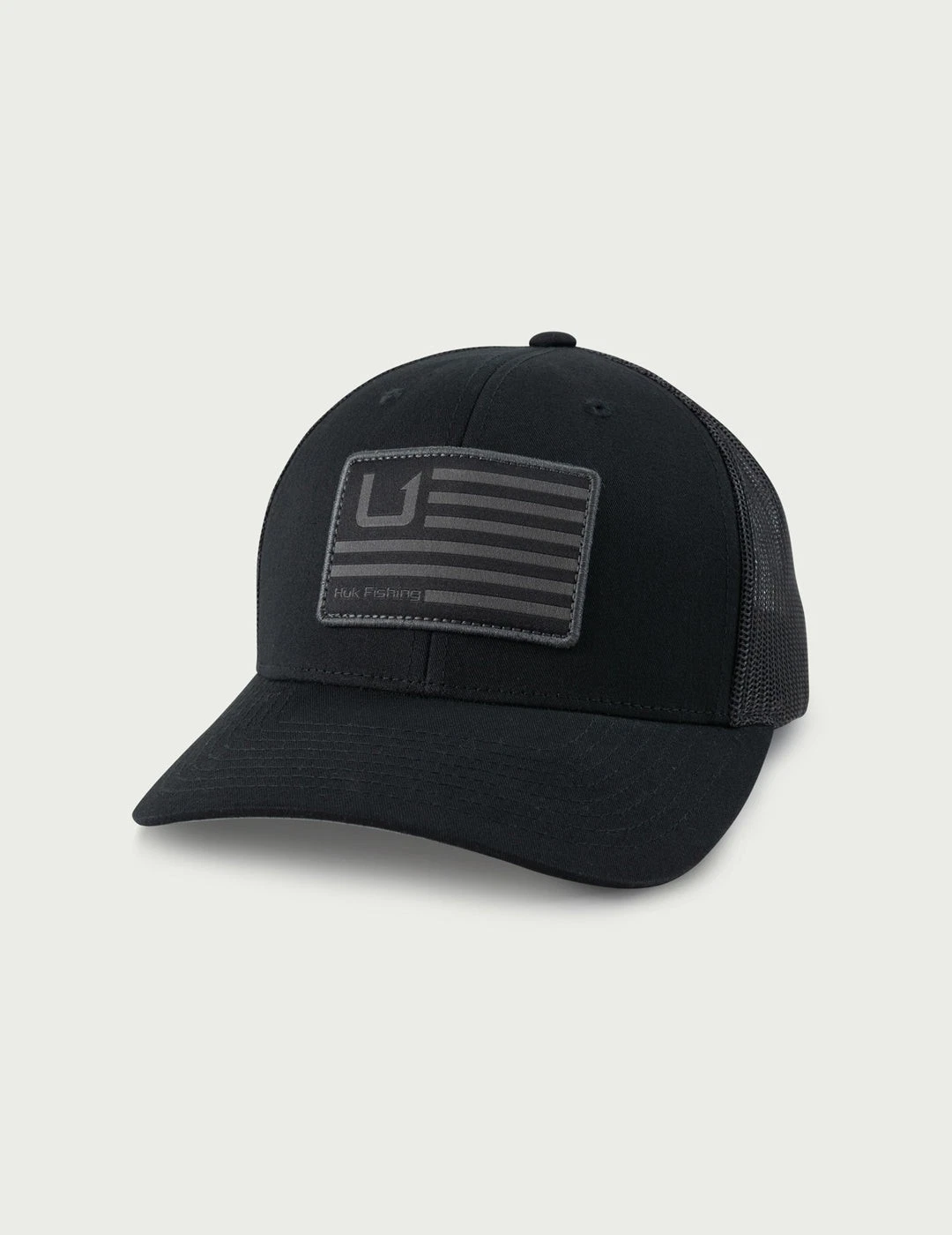 Huk And Bars Trucker Hat Men's One Size Black Mesh Back Adjustable Fit DSGL984
