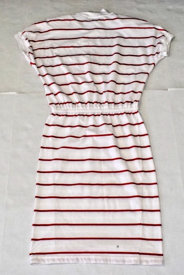 Camisetas de vestir vintage talla L años 80 rojo blanco a rayas hombreras cintura elástica Foto 2 de 4