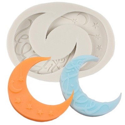 QDMOLDS Moon Star Silicone Fondant Molds for Cake Decorating L, Style A