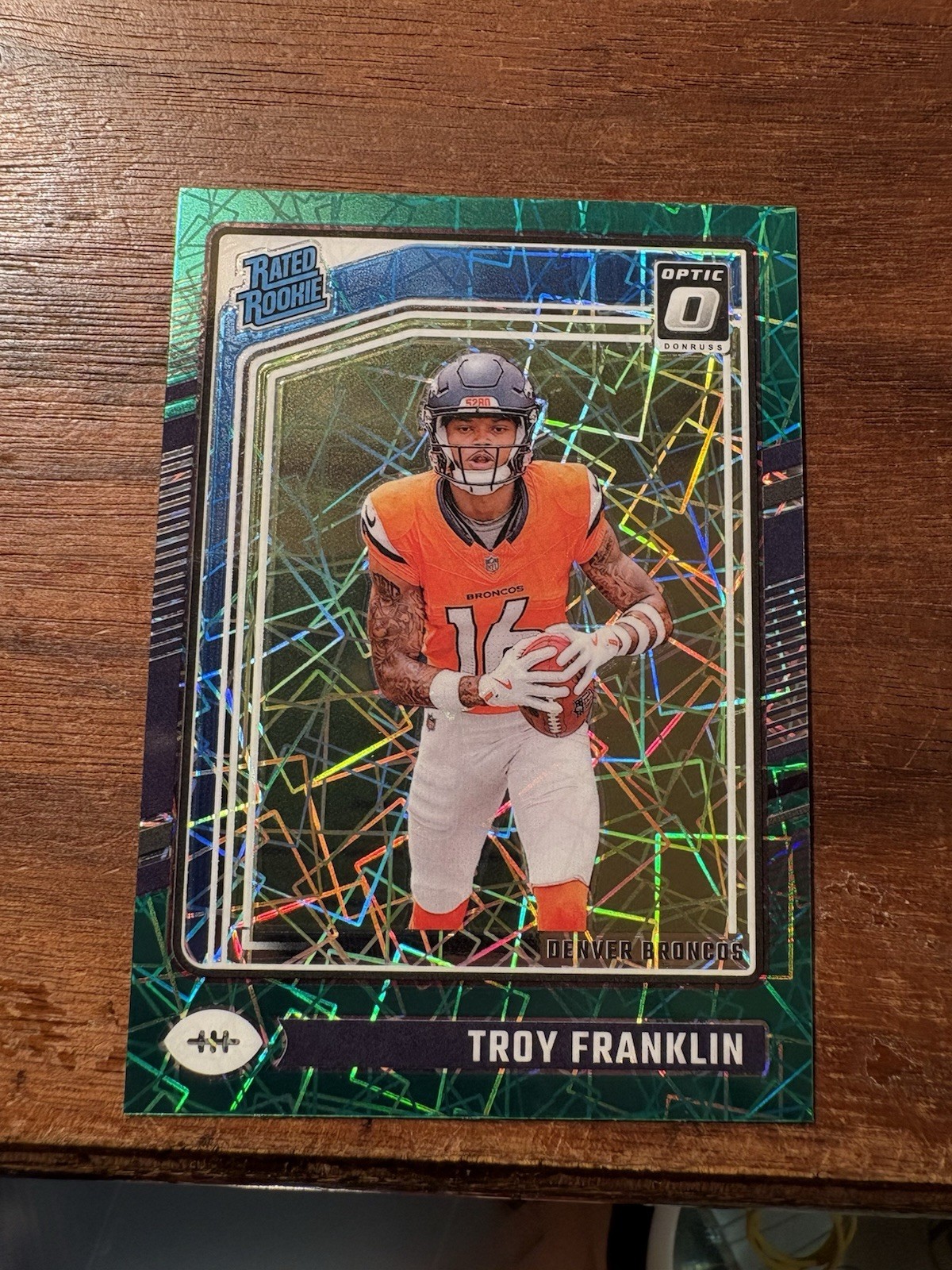 2024 Panini Optic Troy Franklin Green Velocity Rated Rookie # 294 RC BRONCOS