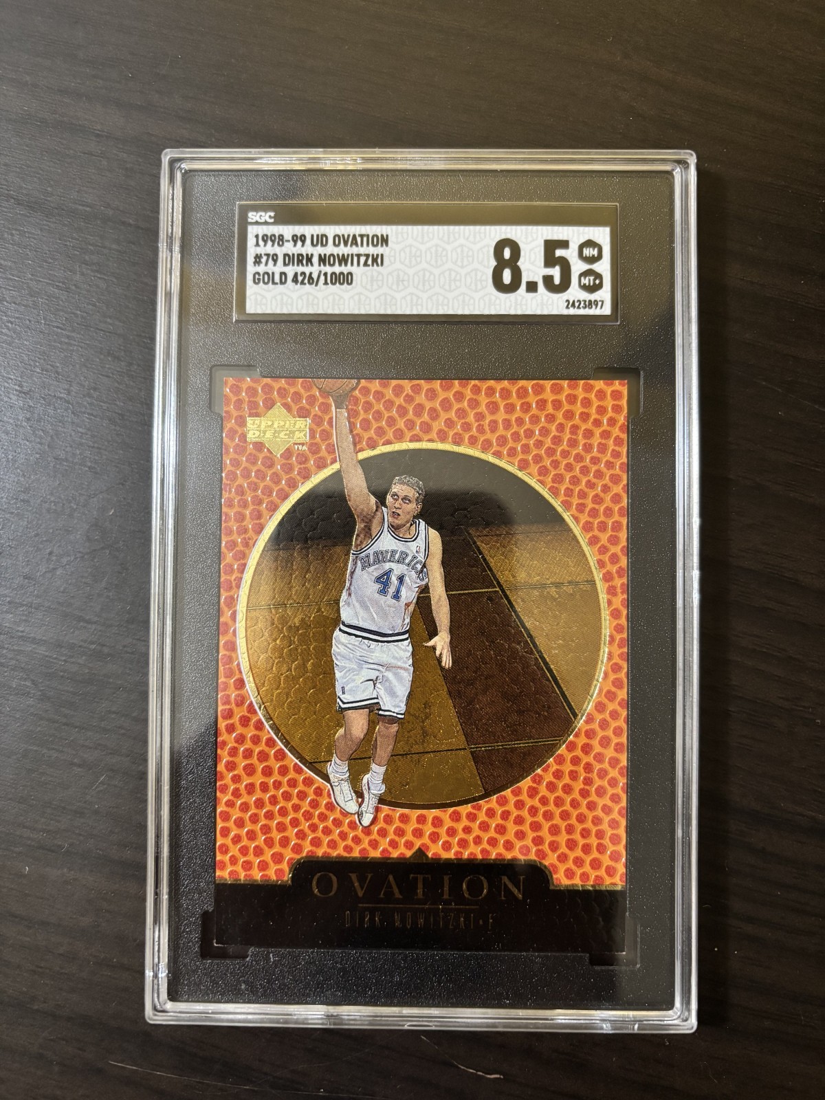 Dirk Nowitzki 1998-99 Upper Deck UD Ovation Rookie Gold /1000 RC SGC 8.5 #79 NM