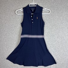 Polo Ralph Lauren Girls Navy Blue Dress Size M 8-10 Sleeveless Fit  Flare