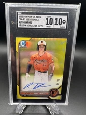 2022 Bowman Chrome REED TRIMBLE  Yellow Refractor /75 AUTO SGC 10 Orioles