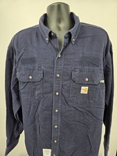 Carhartt FR Shirt Mens XL Blue Flame Resistant Workwear CAT2 NFPA 2112