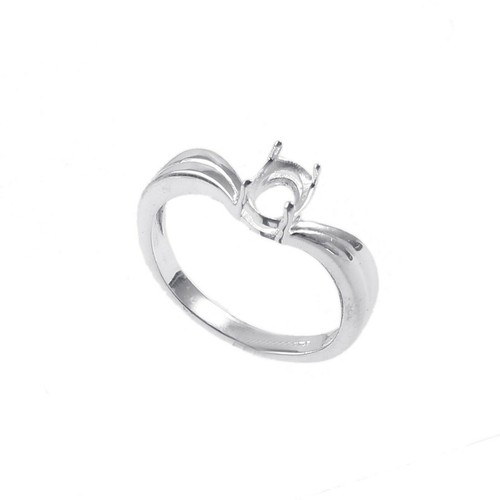 Hollow and Tapered Ring Inlays and Oval Prongs Mounting in 7X5mm Sterling Silver - Picture 2 of 4