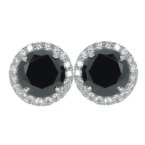 Round Cut 5.50Ct Natural Black Diamond Studs In 925 Sterling Silver Tariffs Free - Picture 1 of 8