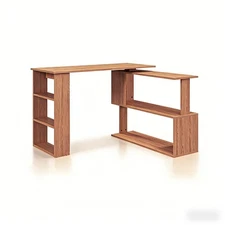 L-Shaped Corner Computer Desk - 360° Rotating Home Office Workstation