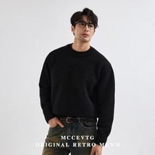 Winter Men's Wool Round Neck Sweater Loose Casual Thick Warm Long Sleeve Sweater