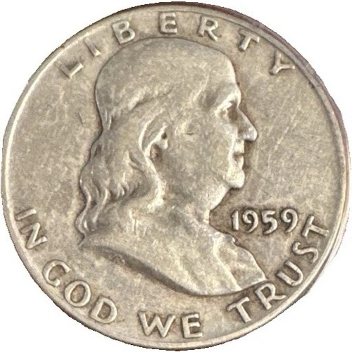 1959-D Franklin 50¢ ✔ 90% Silver ✔ VF