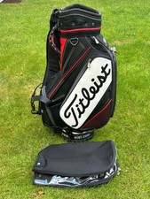 Titleist Golf Tour Staff Golf Bag w/ Rain Hood - 6 Way Dividers Black/White/Red