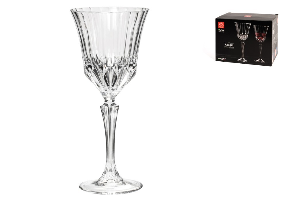 RCR Set Of 6 Adagio Water Glasses Eco-Crystal Clear 28 cl