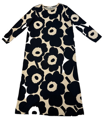Marimekko Maksiimi Uniko A-line Cotton Jersey Big Poppies Size L Maxi Dress