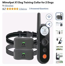 MimofPet Wireless Dog Fence Dog Training Collar X3 For 2 Dogs Black - New