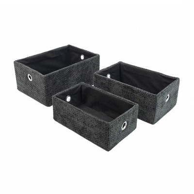 JVL Metro 3er Set rechteckige Aufbewahrungskörbe - Home Organizer, Aufbewahrung - schwarz