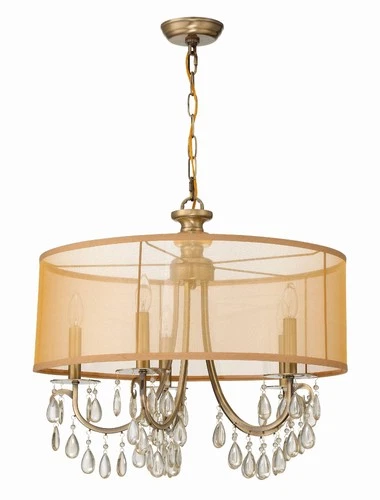 Hampton Collection Antique Brass 24" Wide Chandelier - Picture 4 of 10