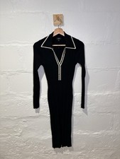 Express Black Collared Button-Front Knit Sweater Dress Long Sleeve Size XS