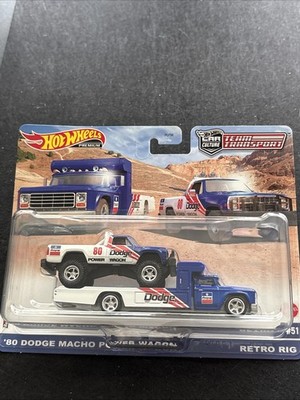 Hot Wheels Premium Team Transport '80 Dodge Macho Power Wagon w/Retro Rig #51