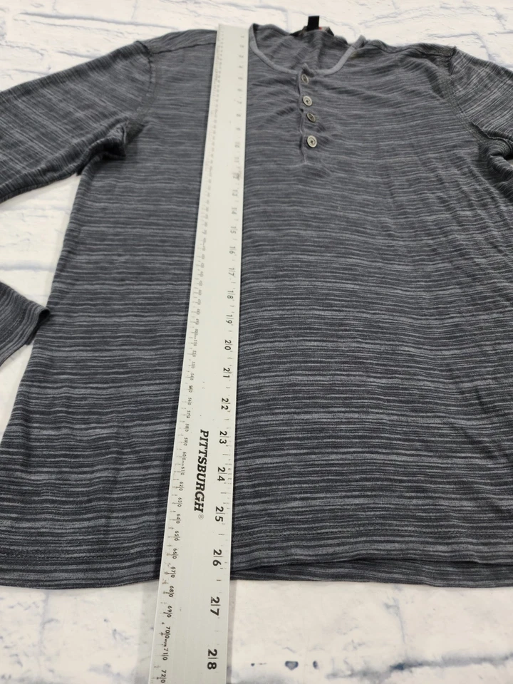 John Varvatos мужской размер S легкий Henley длинным рукавом рубашка серый Пима хлопок - Изображение 2 из 4