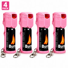 4 Pack Burn Pepper Spray 1/2oz Police Strength Self Defense OC Keychain Pink