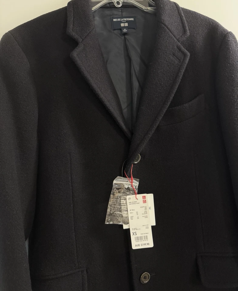 NOVA Jaqueta Trench Coat Ines de La Fressange Paris x Uniqlo Masculina Azul Marinho Tamanho " XS - Imagem 4 de 4