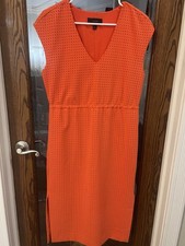J.CREW Orange Geometric Cut-Out V-Neck Sleeveless Sheath Knee Dress Size 2 S 