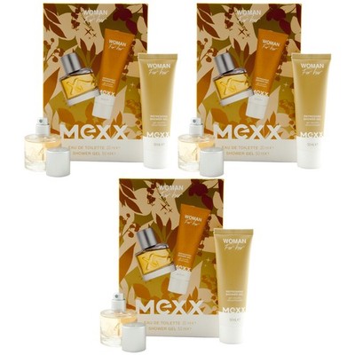 Mexx Geschenkset Woman For Her 3 Sets = 3 x 20ml Edt Spray + 3 x 50ml Shower Gel