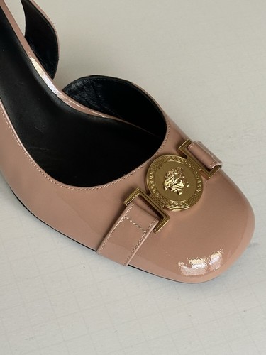 Versace Medusa Head Sling Back Patent Leather Nude Shoes 7 US 1014618 NIB $1000 - Picture 4 of 15