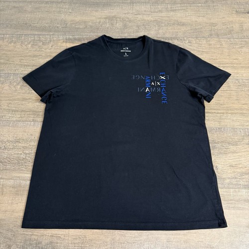 Armani Exchange Mens T-Shirt Size Large Slim Fit Black Cotton Spellout Logo B7 - Picture 7 of 19