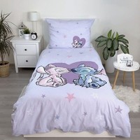 Disney Lilo Und Stitch Bettbezug Einzel + EU Kissenbezug Herz Lila Baumwolle