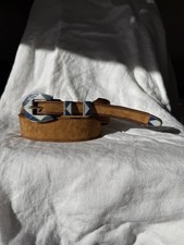 Vintage 4 Piece Sterling Inlaid Lapis  Onyx Belt Buckle On New Handmade Strap