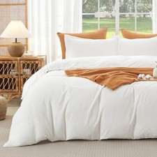 Muslin Duvet Cover Size,Plain Weave 100 Cotton Duvet Cover Set, King 01-white