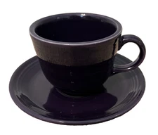 Fiestaware Fiesta coffee  Cup and Saucer  HLC USA deep purple plum