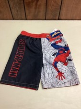 Marvel Spider-Man Swim Shorts Boys 5/6 Multicolor UPF 50 Elastic Waist Beach