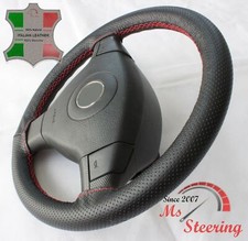 FOR GMC ACADIA 07-13 BLACK PERF LEATHER STEERING WHEEL COVER RED STIT