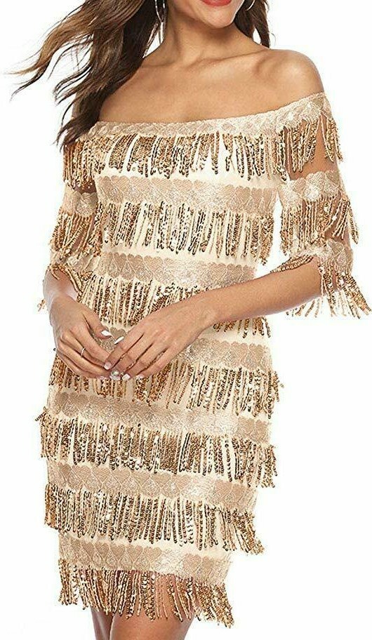 Womens Cute Off The Shoulder Sequin Fringe Mini Short Dresses Evening Gown BgXXL | eBay Womens Cute Off The Shoulder Sequin Fringe Mini Short Dresses Evening Gown BgXXL | eBay