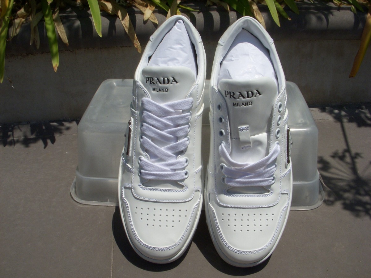 スニーカー PRADA 'Downtown' sneakers White 2EE395FG0003ABU Prada DOWNTOWN Patent Leather White/Bianco Sneaker Wmn 8-8.5