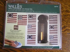 Wallies Wallpaper Cutouts #12978 24 Warren Kimble AMERICANA FLAGS Pre-Pasted