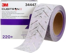 3M (34447) Cubitron II Hookit Hook & Loop Clean Sandpaper Sheet  Roll, 220 Grit