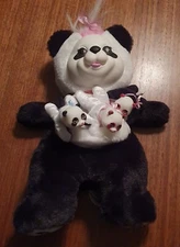 Bear Surprise 2016 Just Play Plush POPPI Black White Panda Mom w/ 3 Babies