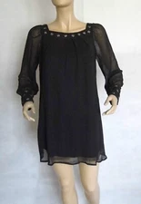NEW AX PARIS GATSBY ART DECO BEAD EMBELLISHED BLACK SHIFT TUNIC/DRESS SIZE 8