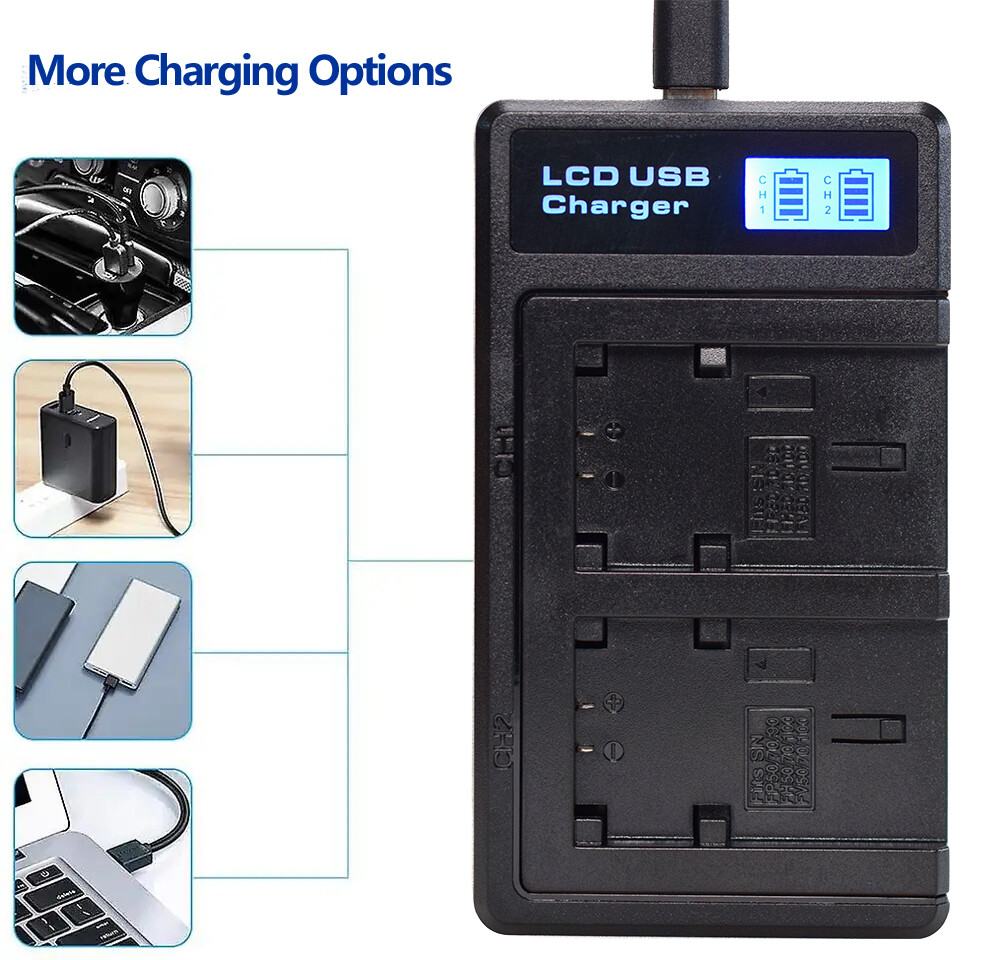 Sony Camera Battery LCD Slim Micro USB Rapid Battery Charger For