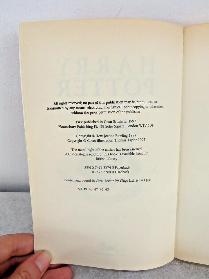 Harry Potter and the Philosopher's Stone (First Edition 45th Print Paperback) - Image 4 of 4