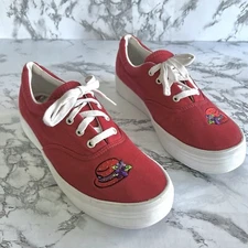 Grasshoppers Keds Sneakers Red Hat Society Women’s Canvas Platform Tennis 8.5