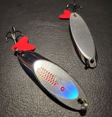 2x Spoon Fishing Lure 1oz 3/4oz Treble Hook Heavy Lures Long