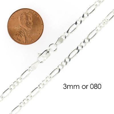 #ad 925 Sterling Silver Figaro Mens Boys Chain Necklace .925 Italy All Sizes $34.99