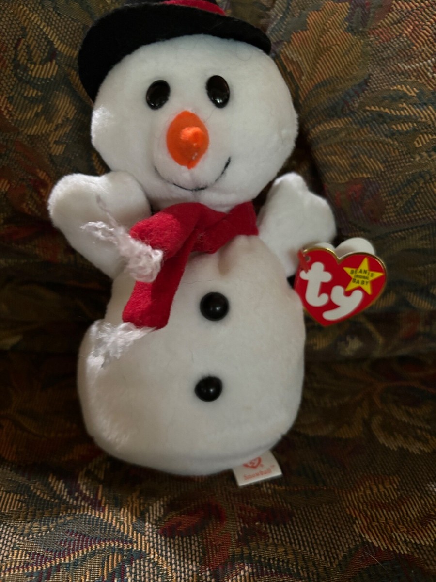 ULTRA RARE TY Beanie Baby Snowball Snowman style 4201 many Errors